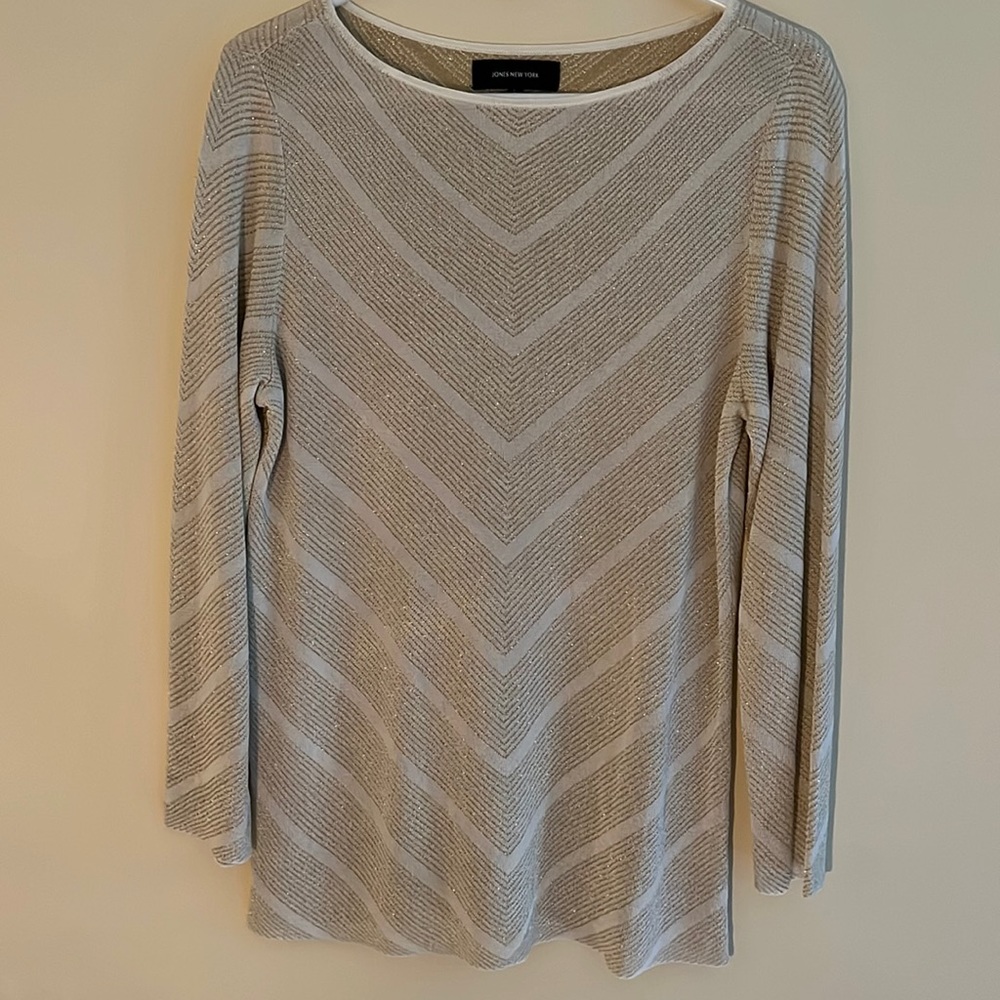 Women’s metallic gold long sleeve sweater